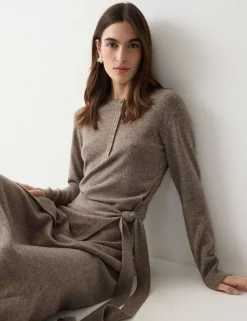 Merino Wool Blend Midi Wrap Dress