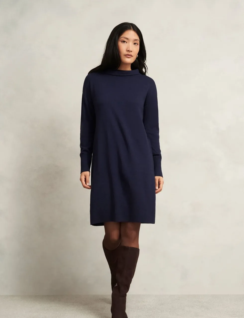 Merino Wool Blend Mini Knitted Dress