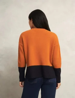 Merino Wool Rich Colour Block Jumper