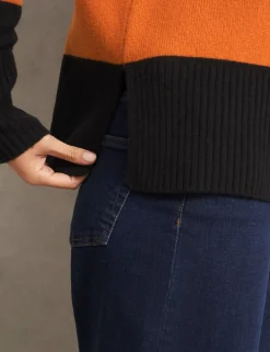 Merino Wool Rich Colour Block Jumper