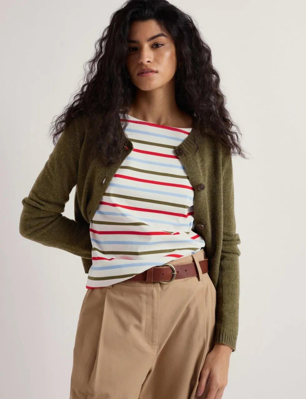 Merino Wool Rich Crew Neck Cardigan