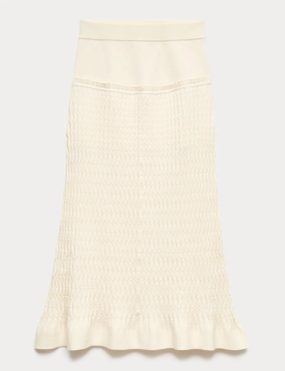 Merino Wool Rich Knitted Pleated Midi Skirt