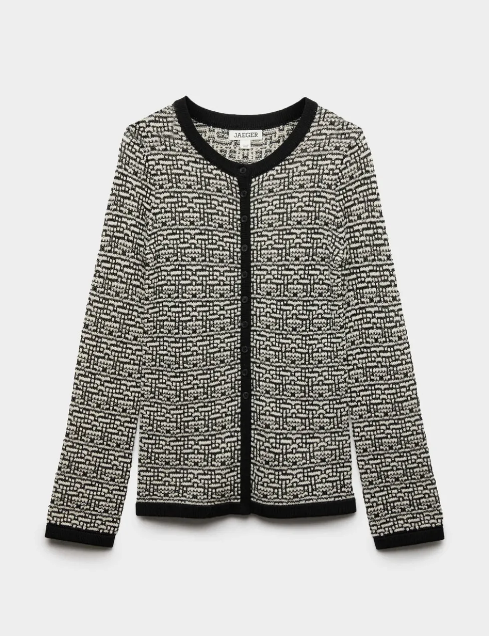 Merino Wool Rich Textured Crew Neck Cardigan