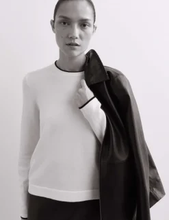 Merino Wool Rich Tipped Crew Neck Jumper