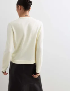 Merino Wool Rich Tipped Crew Neck Jumper