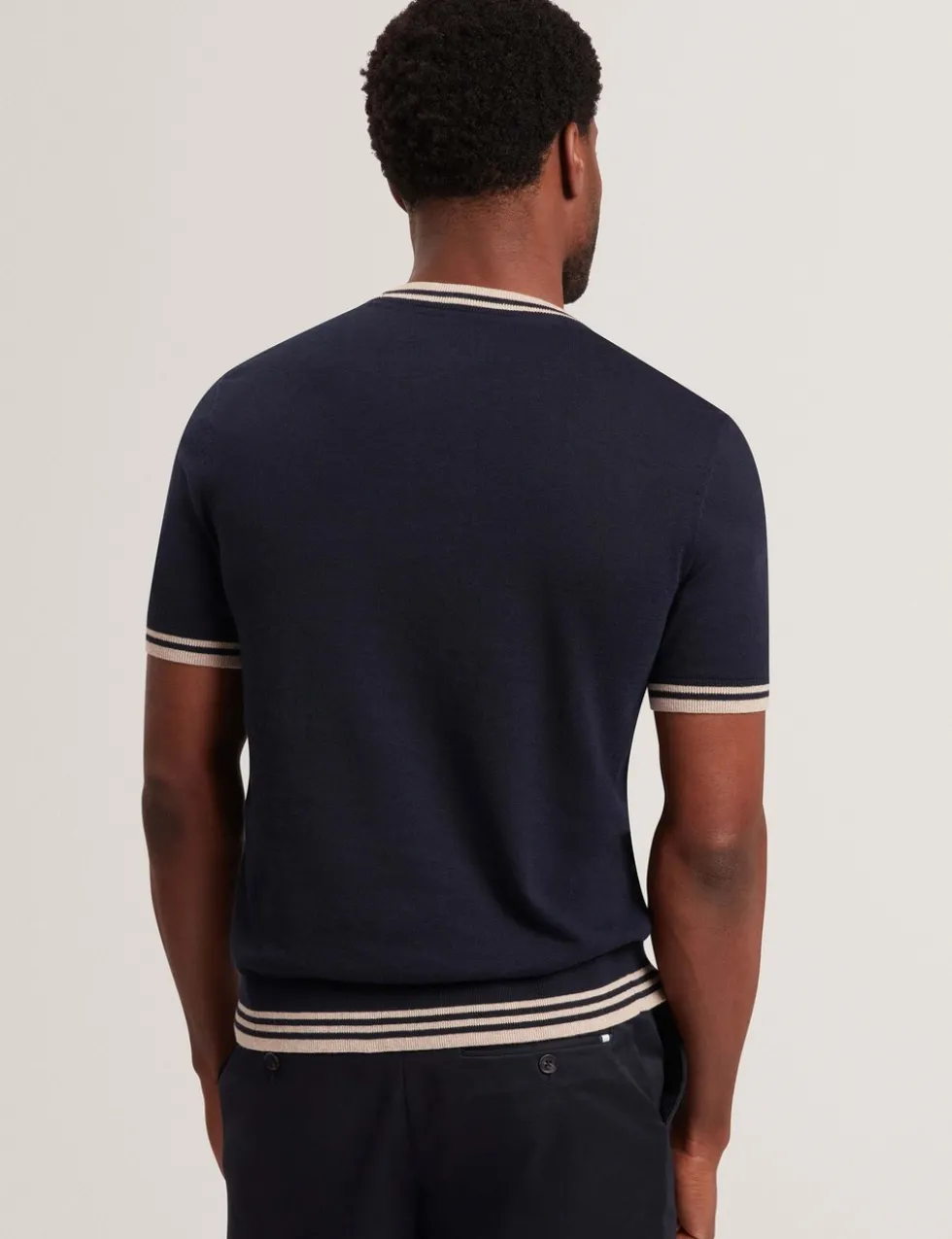 Merino Wool Rich Tipped Crew Neck T-Shirt
