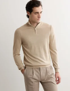 Merino Wool with Silk Half Zip Jumper