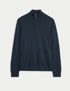 Merino Wool with Silk Half Zip Jumper