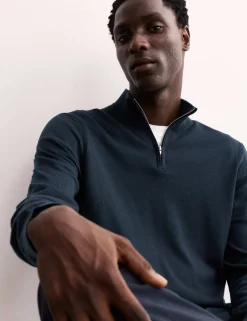 Merino Wool with Silk Half Zip Jumper