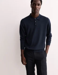 Merino Wool with Silk Knitted Polo Shirt