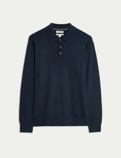 Merino Wool with Silk Knitted Polo Shirt