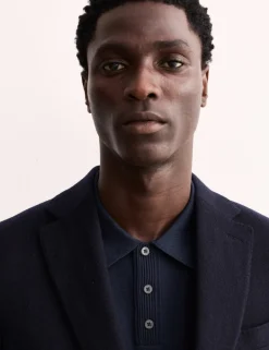 Merino Wool with Silk Knitted Polo Shirt