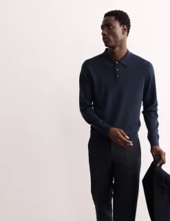 Merino Wool with Silk Knitted Polo Shirt