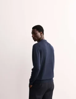 Merino Wool with Silk Knitted Polo Shirt