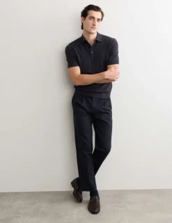 Merino Wool with Silk Knitted Polo Shirt