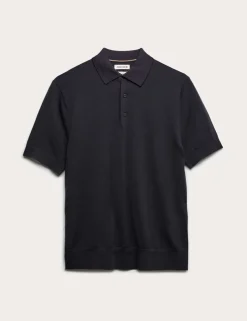Merino Wool with Silk Knitted Polo Shirt