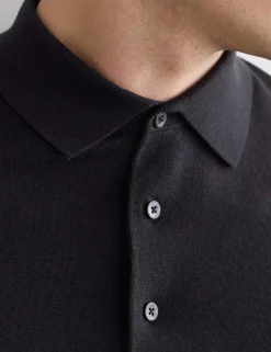 Merino Wool with Silk Knitted Polo Shirt