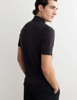 Merino Wool with Silk Knitted Polo Shirt