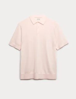 Merino Wool with Silk Knitted Polo Shirt