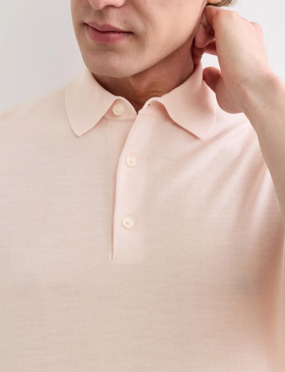 Merino Wool with Silk Knitted Polo Shirt