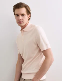 Merino Wool with Silk Knitted Polo Shirt