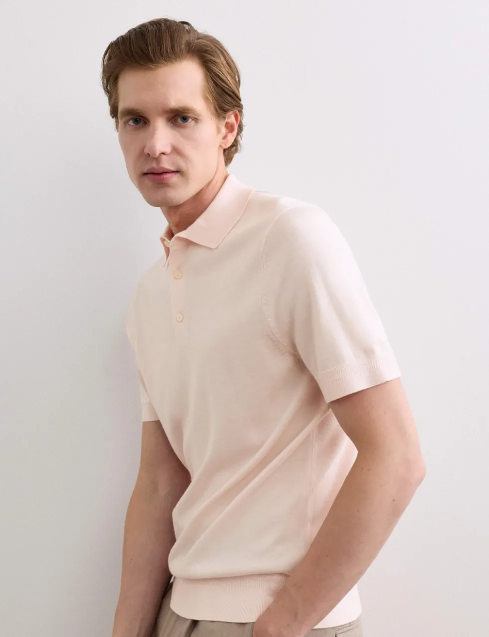 Merino Wool with Silk Knitted Polo Shirt