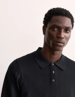Merino Wool with Silk Knitted Polo Shirt