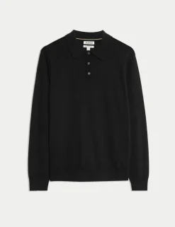 Merino Wool with Silk Knitted Polo Shirt
