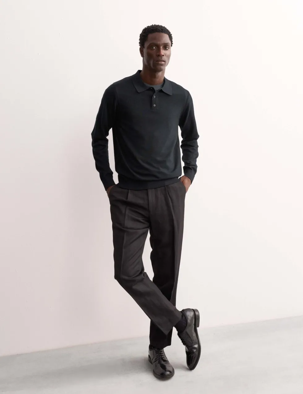 Merino Wool with Silk Knitted Polo Shirt