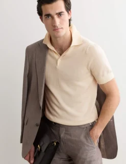 Merino Wool with Silk Knitted Polo Shirt
