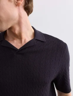 Merino Wool with Silk Knitted Polo Shirt