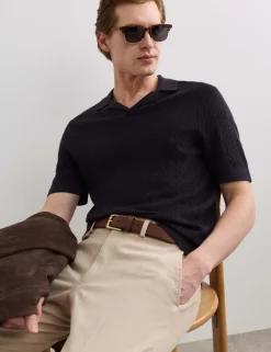 Merino Wool with Silk Knitted Polo Shirt