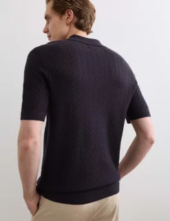 Merino Wool with Silk Knitted Polo Shirt