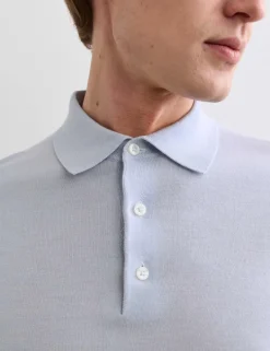 Merino Wool with Silk Knitted Polo Shirt