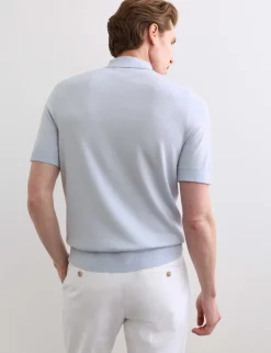 Merino Wool with Silk Knitted Polo Shirt