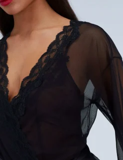 Mesh & Lace Tie Kimono Wrap