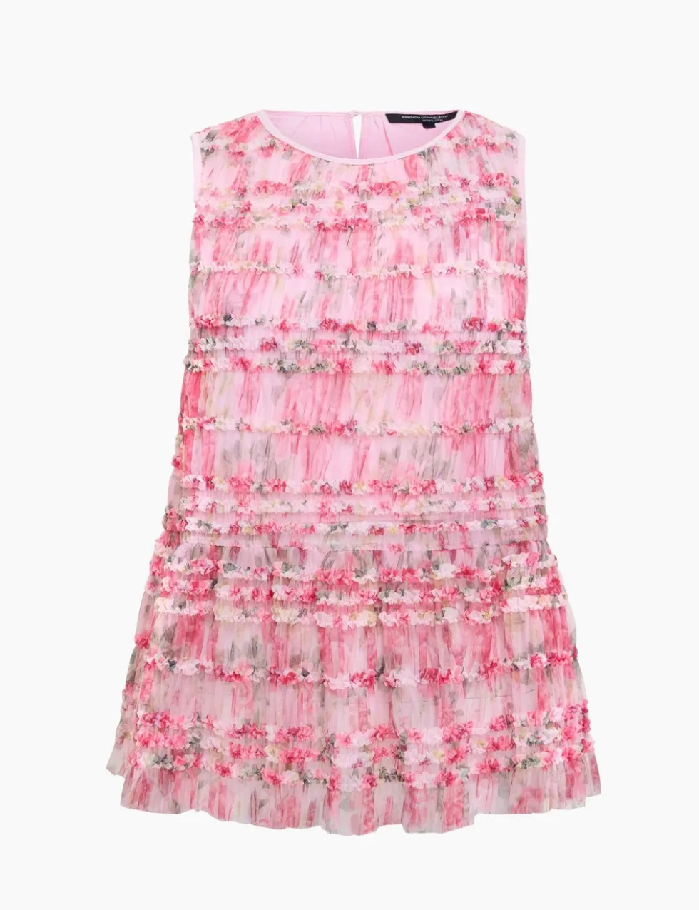 Mesh Floral Frill Detail Top