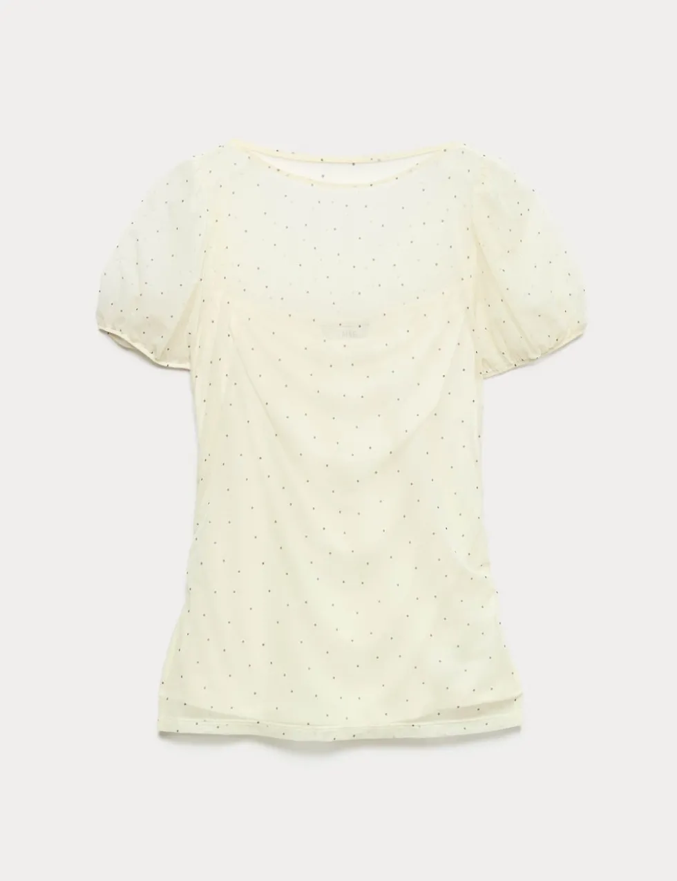 Mesh Polka Dot Fitted Top