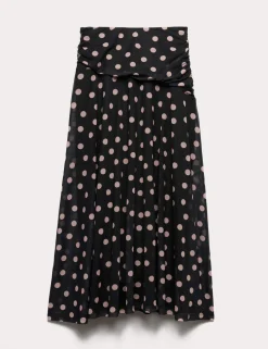 Mesh Polka Dot Midi A-Line Skirt