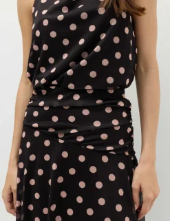 Mesh Polka Dot Midi A-Line Skirt