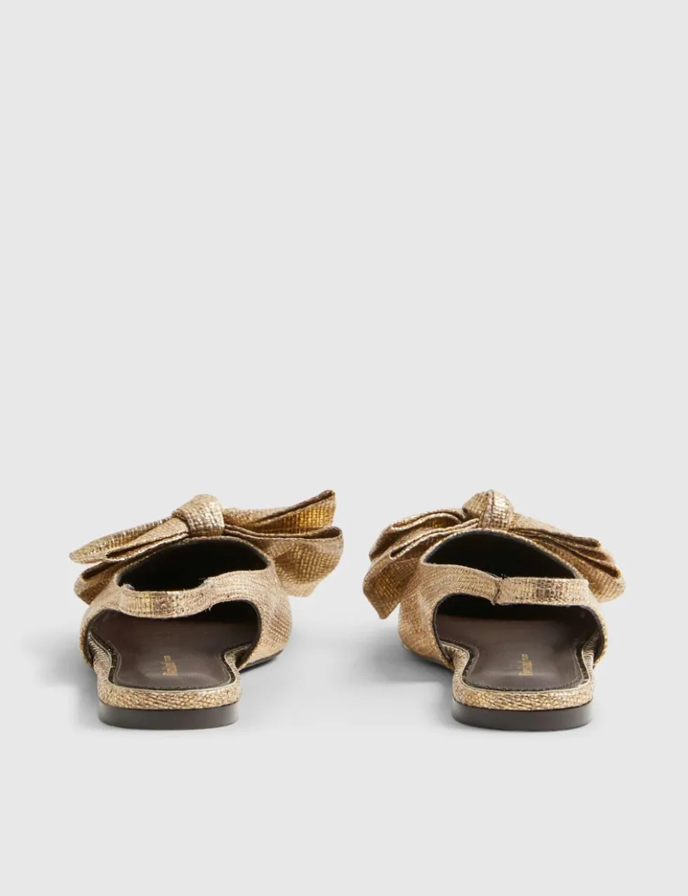 Metallic Bow Slingback Flat Pointed Pumps