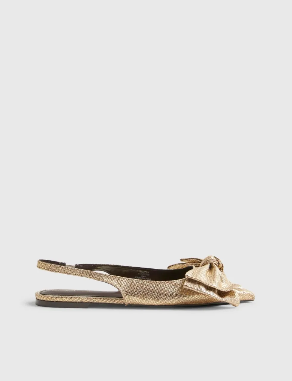 Metallic Bow Slingback Flat Pointed Pumps