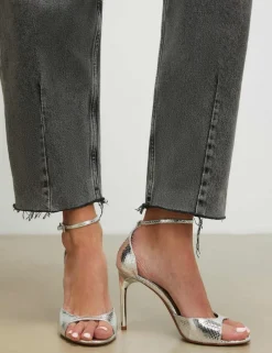Metallic Closed Back Open Toe Stiletto Heels