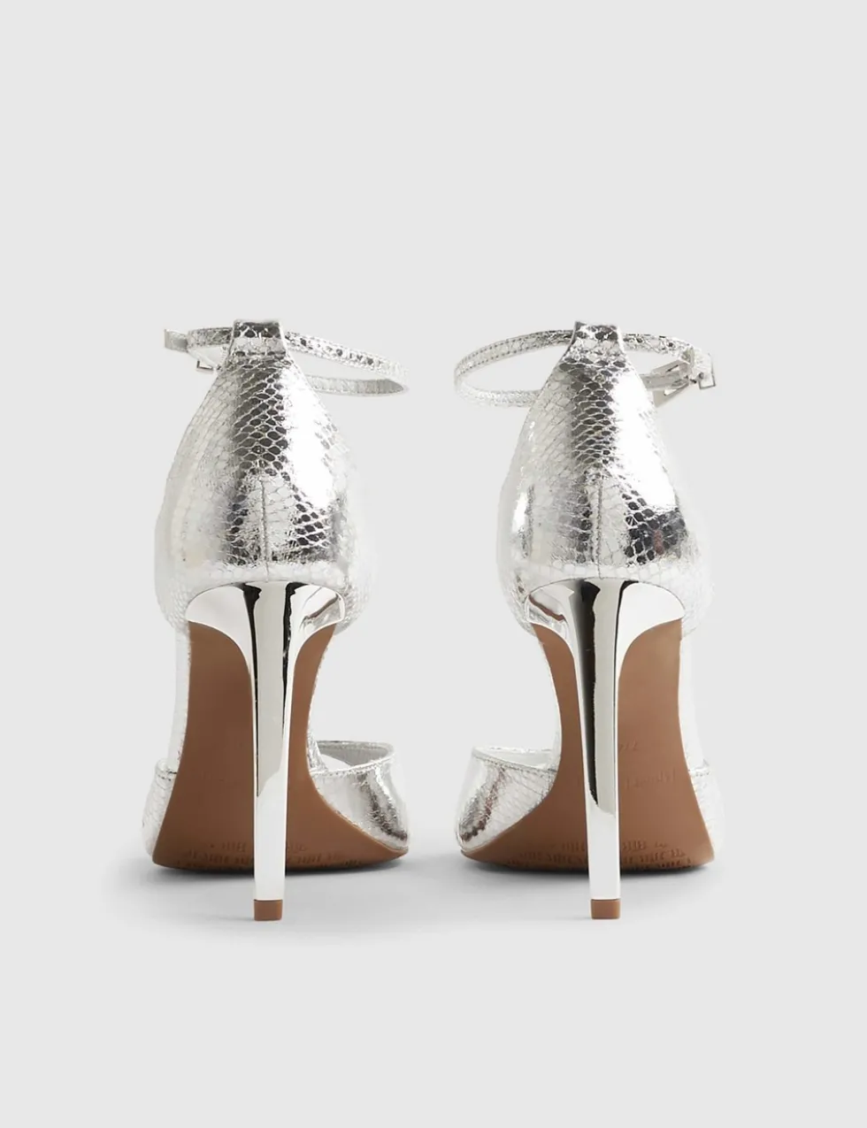 Metallic Closed Back Open Toe Stiletto Heels