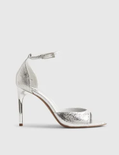 Metallic Closed Back Open Toe Stiletto Heels