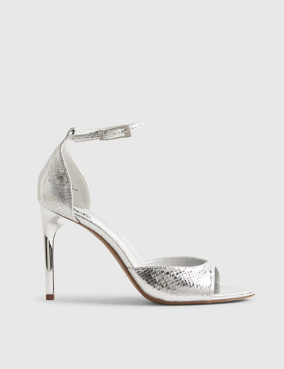 Metallic Closed Back Open Toe Stiletto Heels