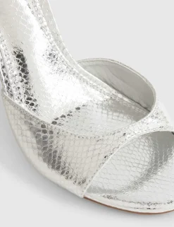 Metallic Closed Back Open Toe Stiletto Heels
