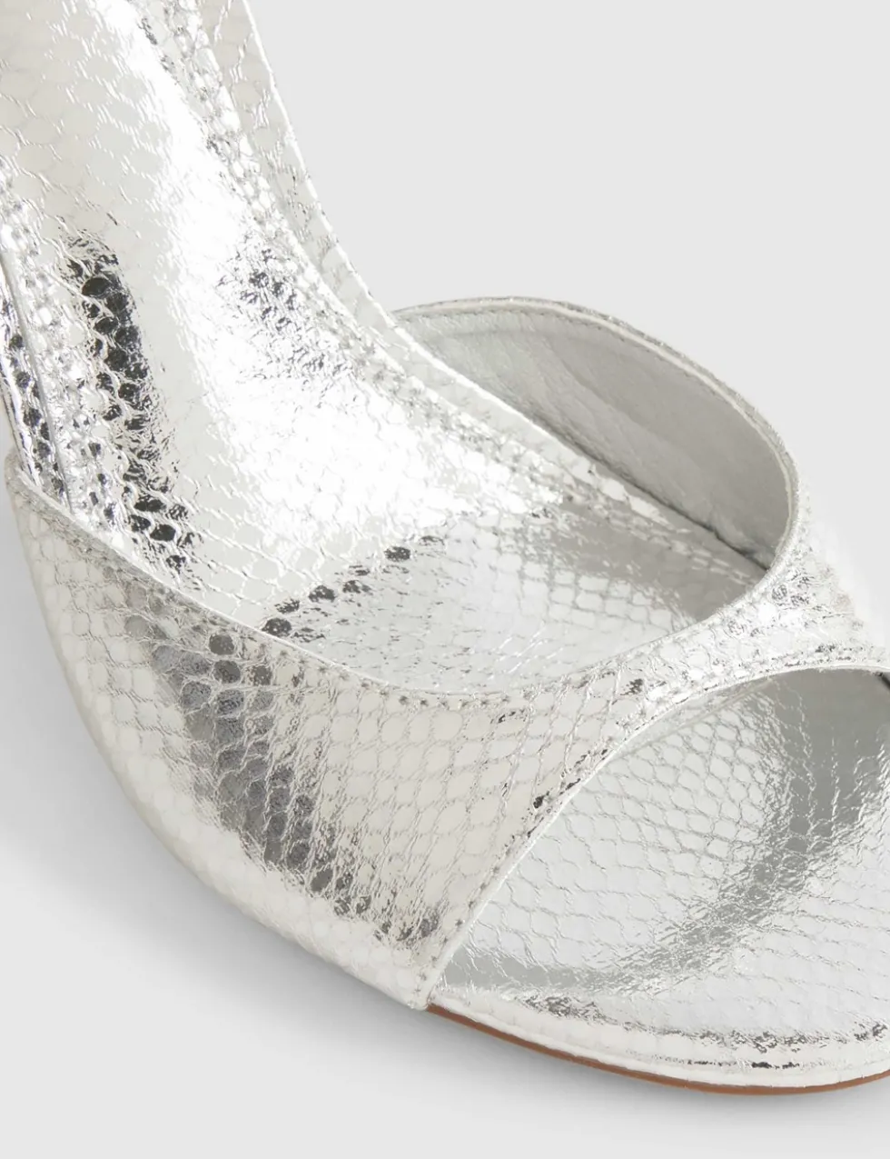 Metallic Closed Back Open Toe Stiletto Heels