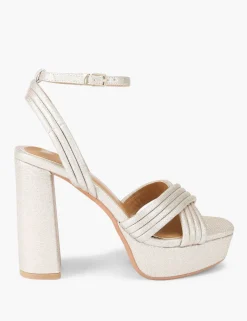 Metallic Platform Block Heel Sandals