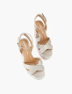 Metallic Platform Block Heel Sandals